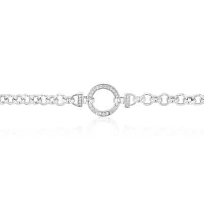 Sterling Silver 45cm Zirconia Fancy Boltring Belcher Chain