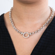 Load image into Gallery viewer, Sterling Silver 45cm Zirconia Fancy Boltring Belcher Chain