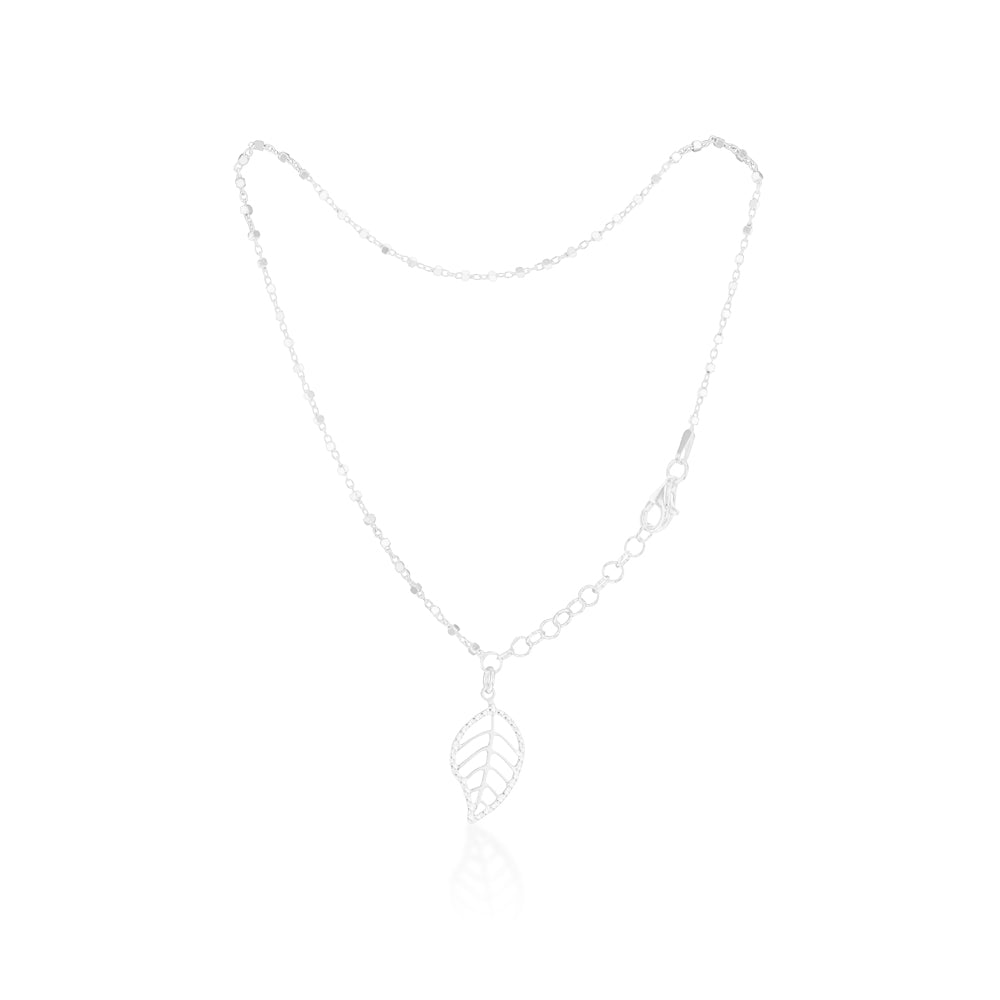 Sterling Silver 26cm Leaf Drop Anklet