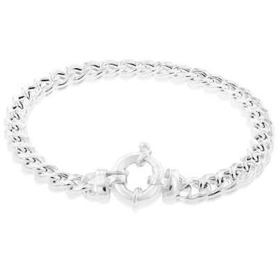Sterling Silver 19.5cm Curb Boltring Bracelet