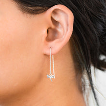 Load image into Gallery viewer, Sterling Silver Dragonfly Threader Drop Earrings