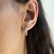 Load image into Gallery viewer, Sterling Silver Diamond Hoops Earrings