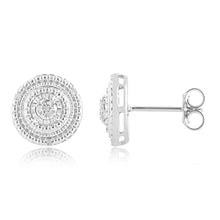 Load image into Gallery viewer, Sterling Silver Diamond Stud Earring Set with 14 Brilliant Diamonds