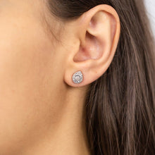 Load image into Gallery viewer, Sterling Silver 1/5 Carat Diamond Stud Earrings set with 58 Brilliant Diamonds