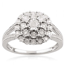 Load image into Gallery viewer, Sterling Silver 1/5 Carat Diamond Ring with 25 Brilliant Diamonds