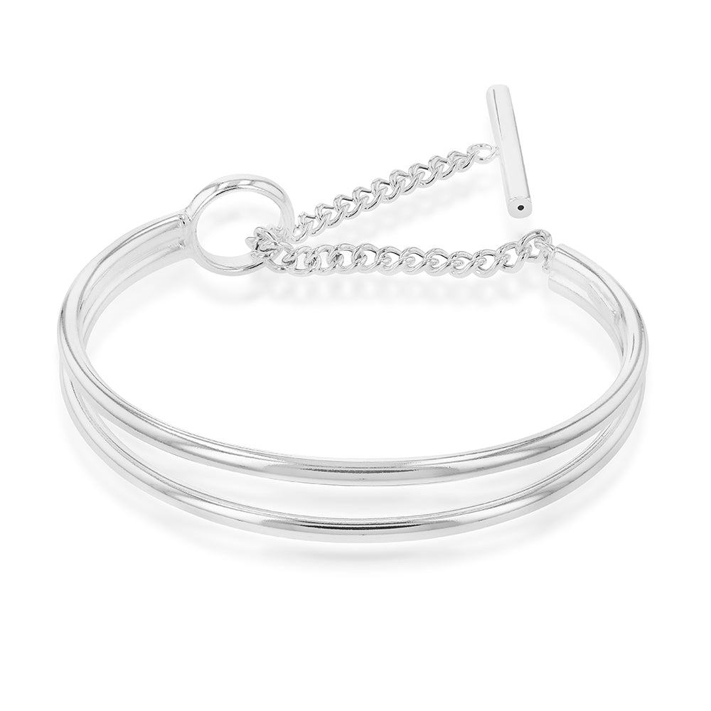 Sterling Silver Open 2 Bar Bangle