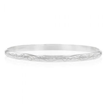 Load image into Gallery viewer, Sterling Silver 5mmx65mm Patterned Engraved Bangle
