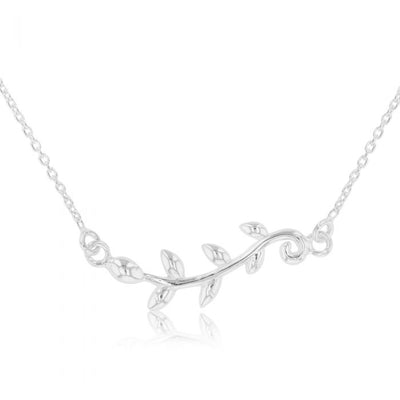 Sterling Silver 45cm Zirconia Leaf Necklet on Chain