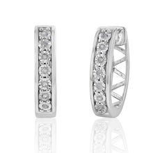 Load image into Gallery viewer, Sterling Silver Diamond Hoops Earrings