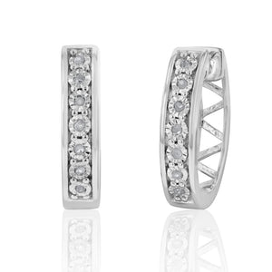 14 Diamonds Hoop Earrings in Sterling Silver