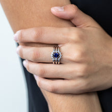 Load image into Gallery viewer, Sterling Silver Created Blue Sapphire and Created White Sapphire 3 Ring Set