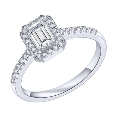 Sterling Silver Zirconia Halo Octagonal Channel Ring