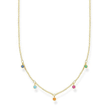 Load image into Gallery viewer, Gold Plated Sterling Silver Thomas Sabo Charm Club Coloured Zirconia Necklace 40-45cm
