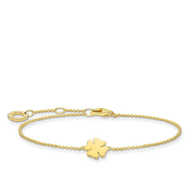 Gold Plated Sterling Silver Thomas Sabo Charm Club Clover Bracelet 16-19cm