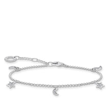 Load image into Gallery viewer, Sterling Silver Thomas Sabo Zirconia Moon and Star Bracelet 16-19cm