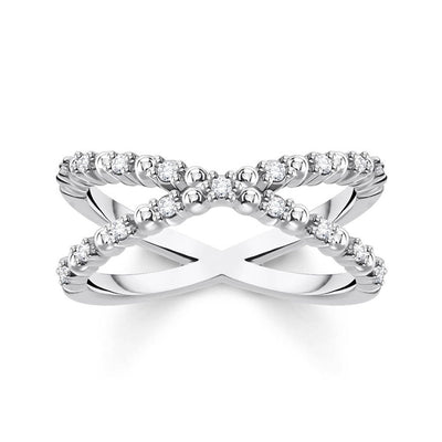 Sterling Silver Thomas Sabo Charm CLub Fine Zirconia Cross Ring