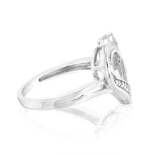 Load image into Gallery viewer, Sterling Silver Open Heart Ring with 4 Brilliant Diamonds