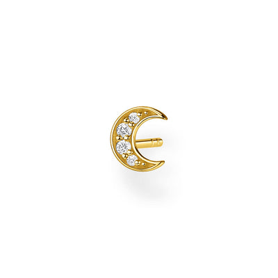 Gold Plated Sterling Silver Thomas Sabo Charm Moon Zirconia Stud * 1 Earring Only*
