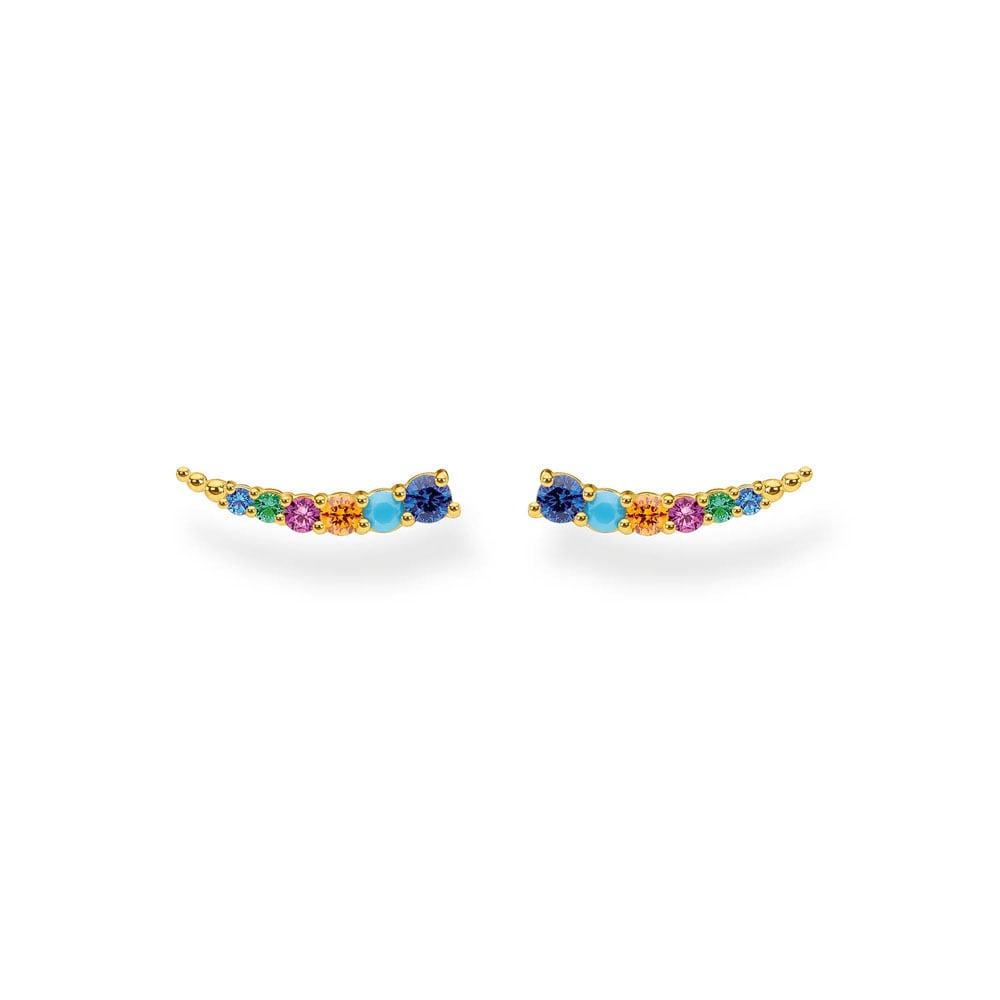 Gold Plated Sterling Silver Thomas Sabo Charm Club Multi Colour Ear Climbers