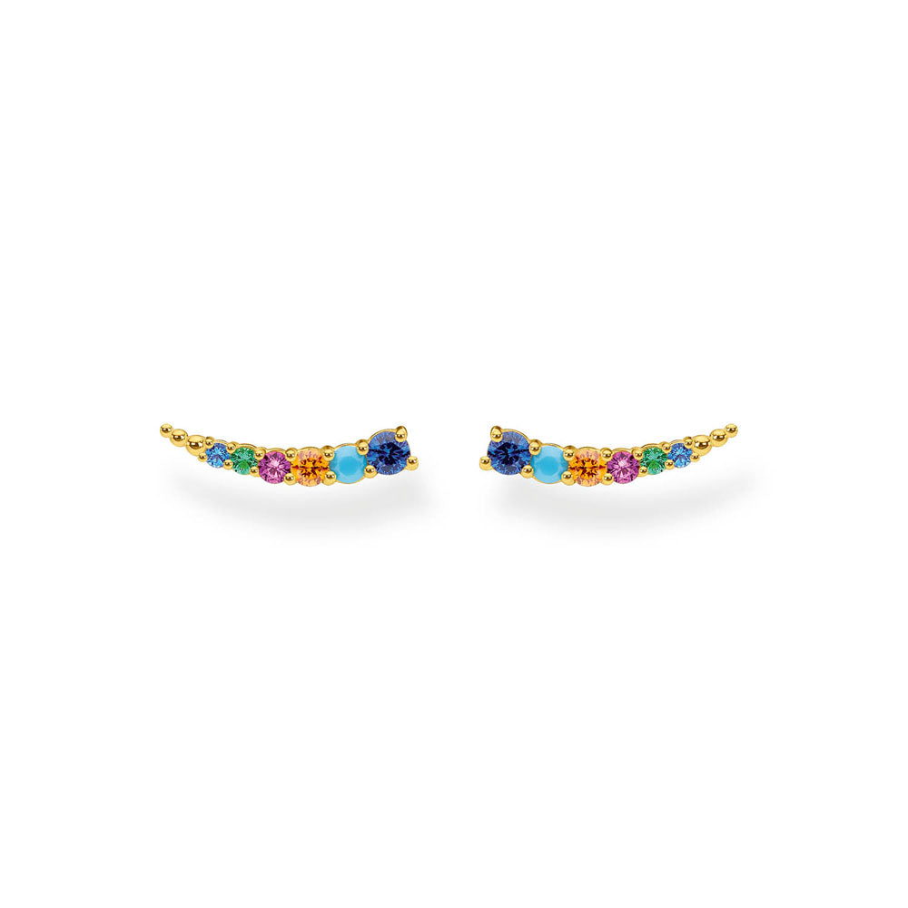 Gold Plated Sterling Silver Thomas Sabo Charm Club Multi Colour Ear Climbers