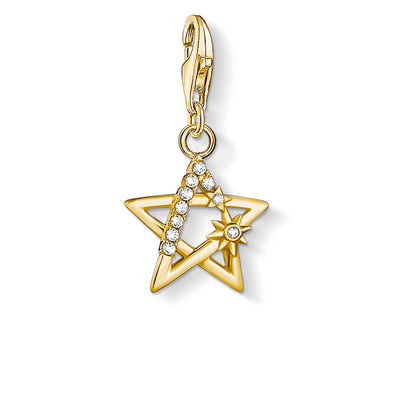 Gold Plated Sterling Silver Thomas Sabo Charm Club Zirconia Magic Star Charm