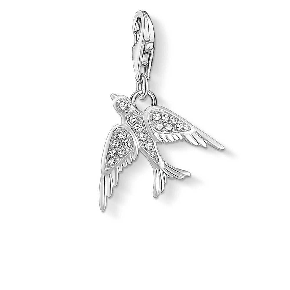 Sterling Silver Thomas Sabo Charm Club Zirconia Swallow Charm