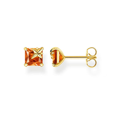 Gold Plated Sterling Silver Thomas Sabo Magic Stone Cognac Stud Earrings