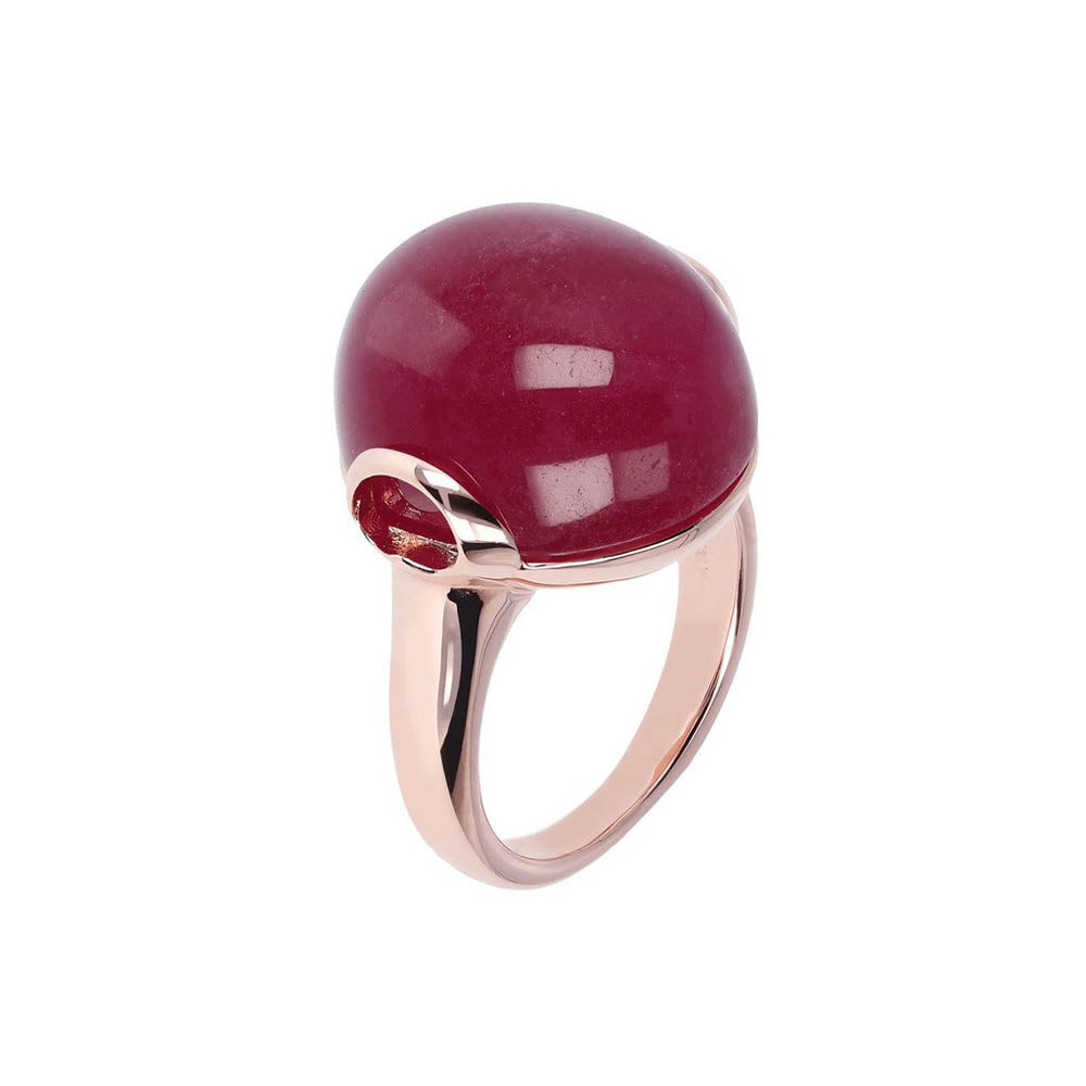 Bronzallure Rose Gold Plated Alba Plum Agate Chalcedony Ring - No Resize