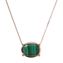 Load image into Gallery viewer, Bronzallure Rose Gold Plated Incanto Green Malachite Necklace 40+5cm