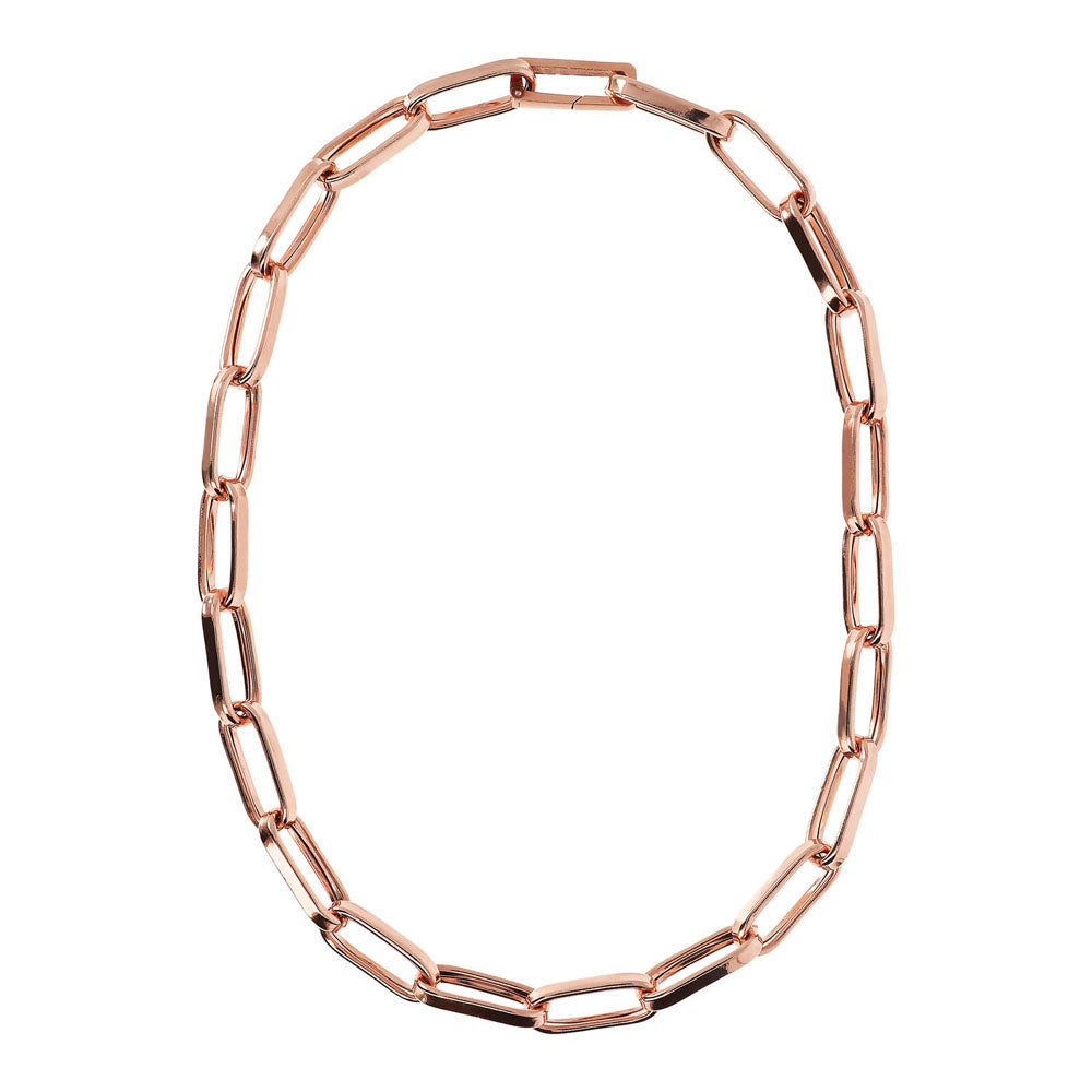 Bronzallure Rose Gold Plated Purezza Elongated Link Necklace 45.7cm