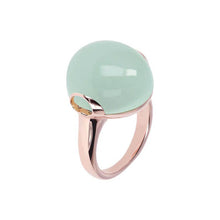 Load image into Gallery viewer, Bronzallure Rose Gold Plated Alba Aqua Chalcedony Ring - No Resize