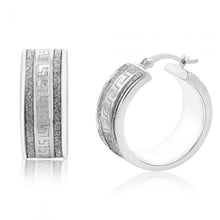 Load image into Gallery viewer, Sterling Silver 20mm Stardust Greek Key Hoops