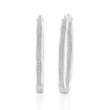 Load image into Gallery viewer, Sterling Silver Stardust Oval Hoop Earrings