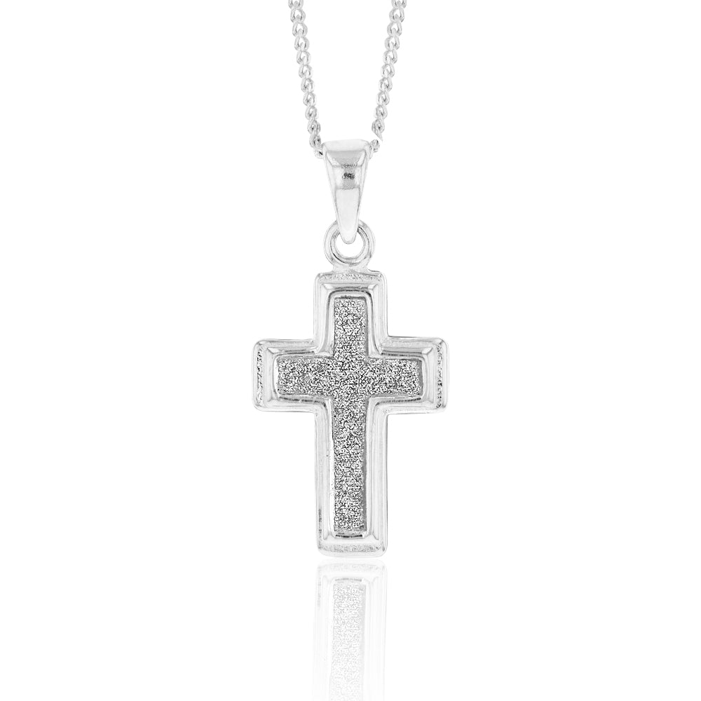 Sterling Silver 20mm Stardust Cross Pendant