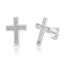 Load image into Gallery viewer, Sterling Silver 12mm Stardust Cross Studs