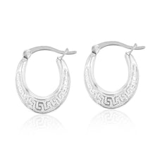 Load image into Gallery viewer, Sterling Silver Greek Key Oval Hoops