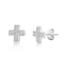 Load image into Gallery viewer, Sterling Silver Stardust Cross Stud Earrings