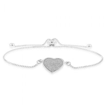 Load image into Gallery viewer, Sterling Silver Stardust  Heart Charm Slider Bracelet