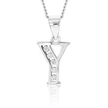 Load image into Gallery viewer, Sterling Silver Initial Zirconia  Initial &quot;Y&quot; Pendant