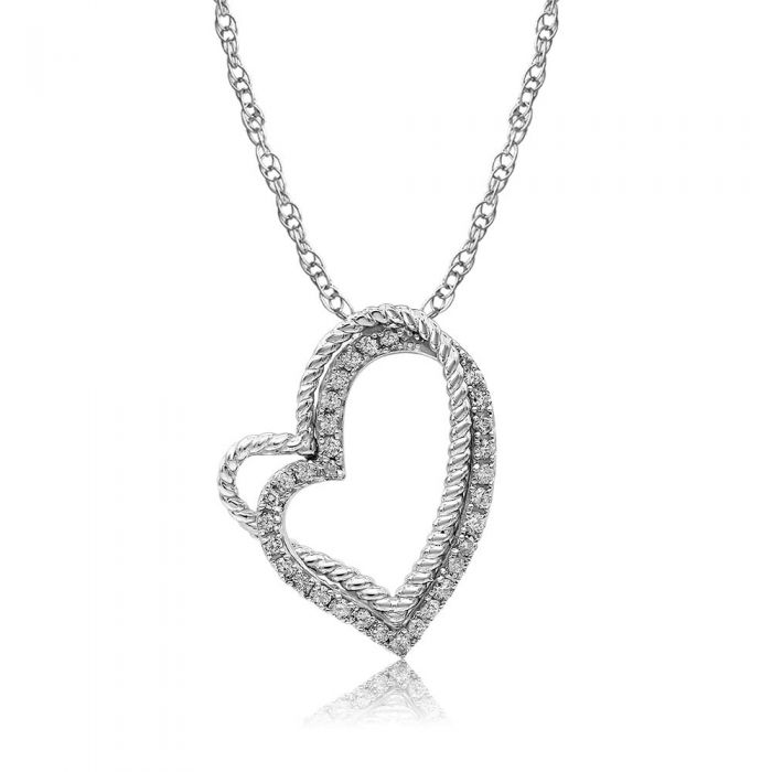 Luminesce Lab Grown Diamond 1/3 Carat Silver Double Heart Pendant on 45cm Chain