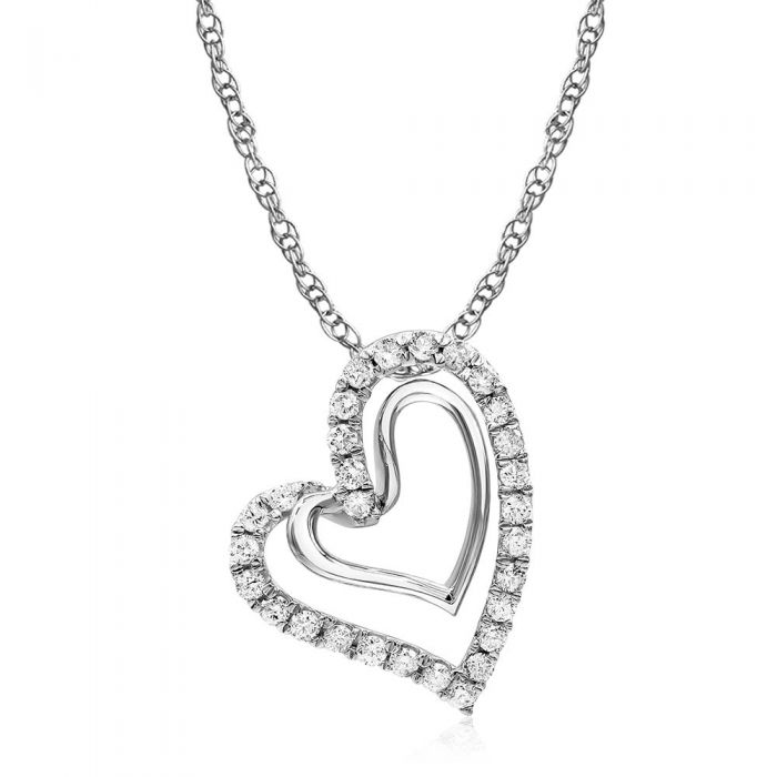 Luminesce Lab Grown Diamond 1/2 Carat Silver Double Heart Pendant on 45cm Chain