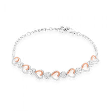 Load image into Gallery viewer, Rose Gold Plated Sterling Silver Diamond 17-20cm Adjustable length Heart bracelet