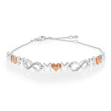 Load image into Gallery viewer, Rose Gold Plated Sterling Silver Diamond Mum Infinity Heart Bracelet 16-20cm