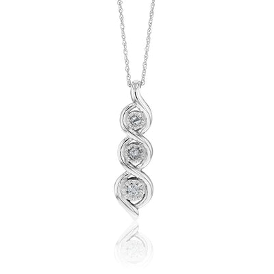 Silver Diamond Pendant on 45cm Chain