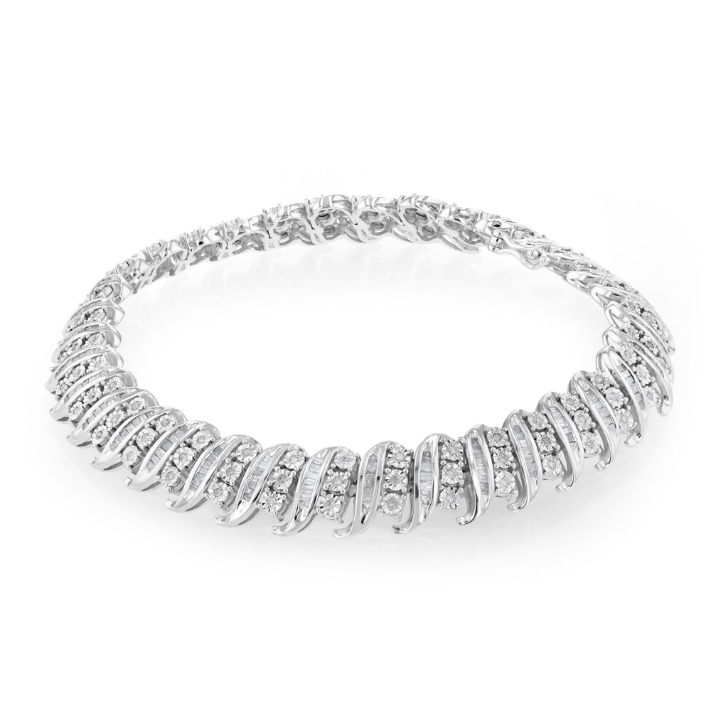Sterling Silver 2 Carat Diamond 19.5cm  Bracelet