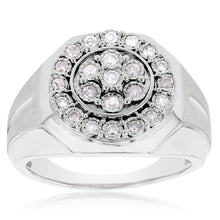 Load image into Gallery viewer, Sterling Silver Gents Ring with Brilliant Cut Diamomds