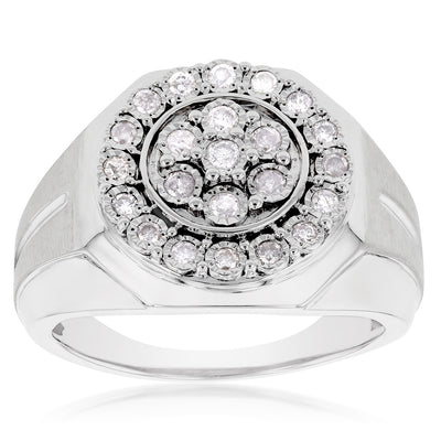 Brilliant Cut Diamonds Gents Ring in Sterling Silver