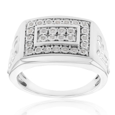 1/4 Carat Diamond Gents Ring in Sterling Silver