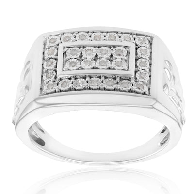 1/4 Carat Diamond Gents Ring in Sterling Silver