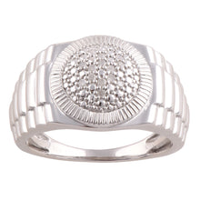 Load image into Gallery viewer, Sterling Silver Diamond Mens Ring with 12 Brilliant Cut Diamonds